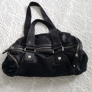 CALVIN KLEIN black metallic duffel bag purse